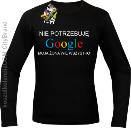 Nie potrzebuję Google moja żona wie wszystko - Longsleeve męski czarna