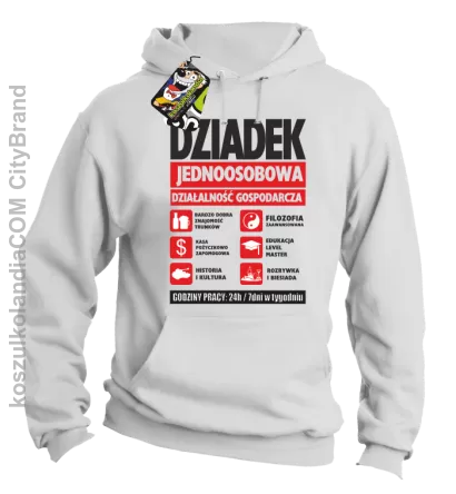 DZIADEK - Jednoosobowa działalność gospodarcza - bluza z kapturem męska - Biały