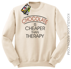Chocolate is cheaper than therapy - Bluza męska standard bez kaptura beżowa 
