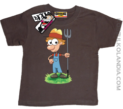 Farmer Kuba - odlotowa koszulka dziecięca- brązowy