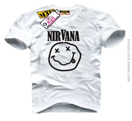Nirvana buźka - koszula męska z nadrukiem żółtym