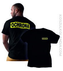 OCHRONA koszulka męska Nadruk żółty w ramce - koszulka męska