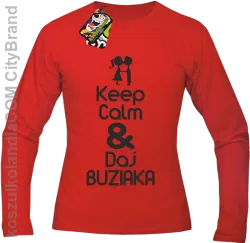 Keep Calm & Daj Buziaka - Longsleeve Męski - Czerwony