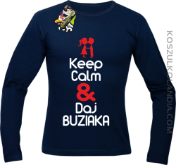Keep Calm & Daj Buziaka - Longsleeve Męski - Granatowy