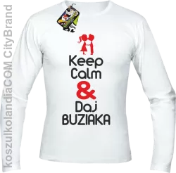 Keep Calm & Daj Buziaka - Longsleeve Męski - Biały