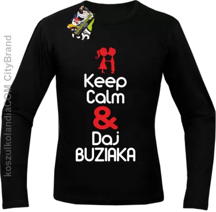 Keep Calm & Daj Buziaka - Longsleeve Męski - Czarny