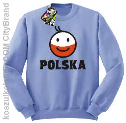 POLSKA Emotik dwukolorowy - bluza bez kaptura męska błękitna