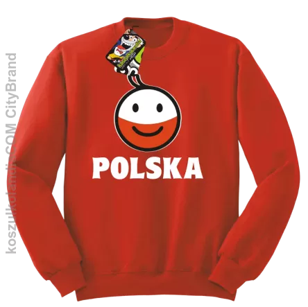 POLSKA Emotik dwukolorowy - bluza bez kaptura męska czerwona