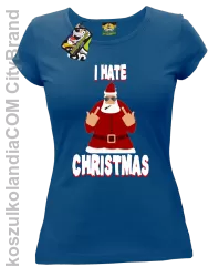 I hate Christmas Fu#k All Santa Claus - Koszulka damska niebieska 