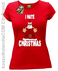 I hate Christmas Fu#k All Santa Claus - Koszulka damska czerwona 