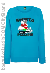 Święta na pełnej Piź#zie - Bluza damska standard bez kaptura azure blue