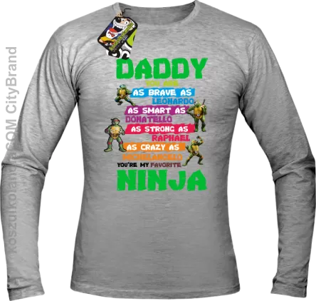 Daddy you are as brave as Leonardo Ninja Turtles - Longsleeve męski melanż 