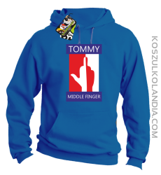 Tommy Middle Finger - Bluza męska z kapturem  niebieska