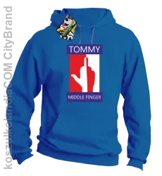 Tommy Middle Finger - Bluza męska z kapturem  niebieska