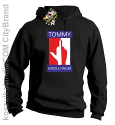 Tommy Middle Finger - Bluza męska z kapturem czarna 