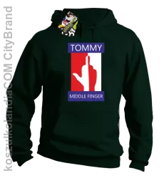 Tommy Middle Finger - Bluza męska z kapturem butelkowa 