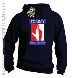 Tommy Middle Finger - Bluza męska z kapturem granat