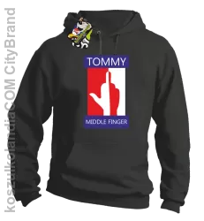 Tommy Middle Finger - Bluza męska z kapturem  szara