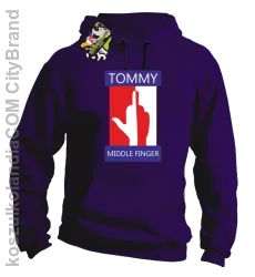 Tommy Middle Finger - Bluza męska z kapturem fiolet 