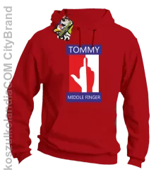 Tommy Middle Finger - Bluza męska z kapturem czerwona 