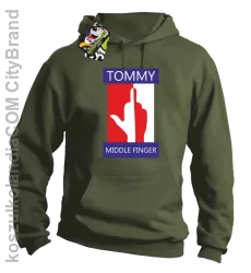 Tommy Middle Finger - Bluza męska z kapturem khaki