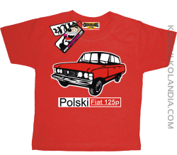 Duży Fiat 125p - koszulka dziecięca - czerwony