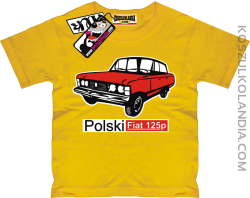 Duży Fiat 125p - koszulka dziecięca - żółty