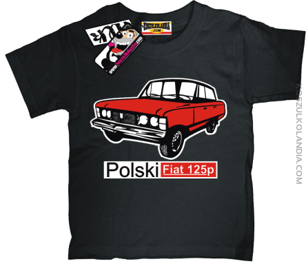 Duży Fiat 125p - koszulka dziecięca - czarny