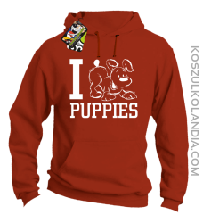 I love puppies - kocham szczeniaki - Bluza z kapturem pomarańcz
