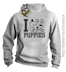 I love puppies - kocham szczeniaki - Bluza z kapturem melanż