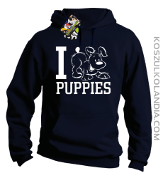 I love puppies - kocham szczeniaki - Bluza z kapturem granat