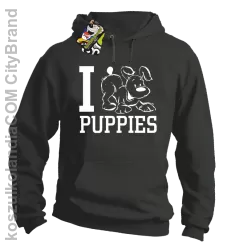 I love puppies - kocham szczeniaki - Bluza z kapturem grafit