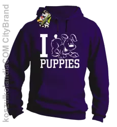 I love puppies - kocham szczeniaki - Bluza z kapturem fiolet