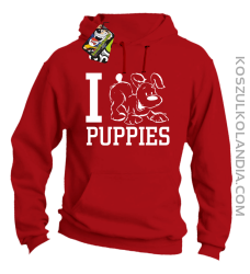 I love puppies - kocham szczeniaki - Bluza z kapturem red
