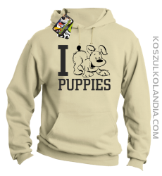 I love puppies - kocham szczeniaki - Bluza z kapturem beż