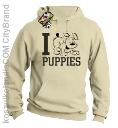 I love puppies - kocham szczeniaki - Bluza z kapturem beż