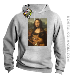 Mona Lisa z kotem - Bluza męska z kapturem melanż 