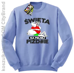 Święta na pełnej Piź#zie - Bluza męska standard bez kaptura błękit 