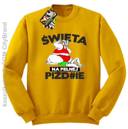 Święta na pełnej Piź#zie - Bluza męska standard bez kaptura żółta 