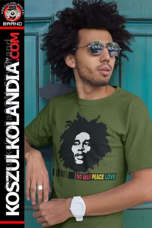 NO WAR PEACE LOVE Bob Marley - koszulka męska