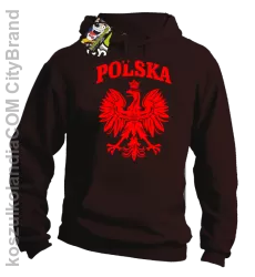 Polska - Bluza męska z kapturem brąz 