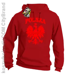 Polska - Bluza męska z kapturem czerwona 