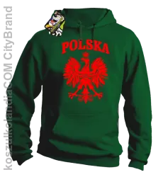 Polska - Bluza męska z kapturem zielona 