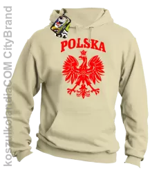 Polska - Bluza męska z kapturem beżowa 