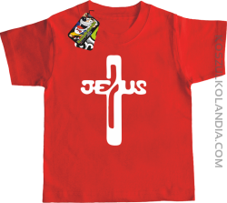JEZUS w Krzyżu Symbol Vector - Koszulka Dziecięca - Czerwony