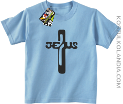 JEZUS w Krzyżu Symbol Vector - Koszulka Dziecięca - Błękitny