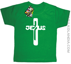 JEZUS w Krzyżu Symbol Vector - Koszulka Dziecięca - Zielony