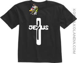 JEZUS w Krzyżu Symbol Vector - Koszulka Dziecięca - Czarny