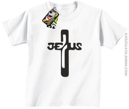JEZUS w Krzyżu Symbol Vector - Koszulka Dziecięca - Biały