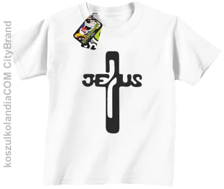 JEZUS w Krzyżu Symbol Vector - Koszulka Dziecięca - Biały